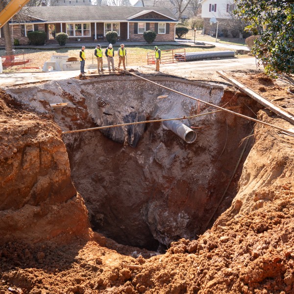 Sinkhole repair on Single Tree Way (28 January)